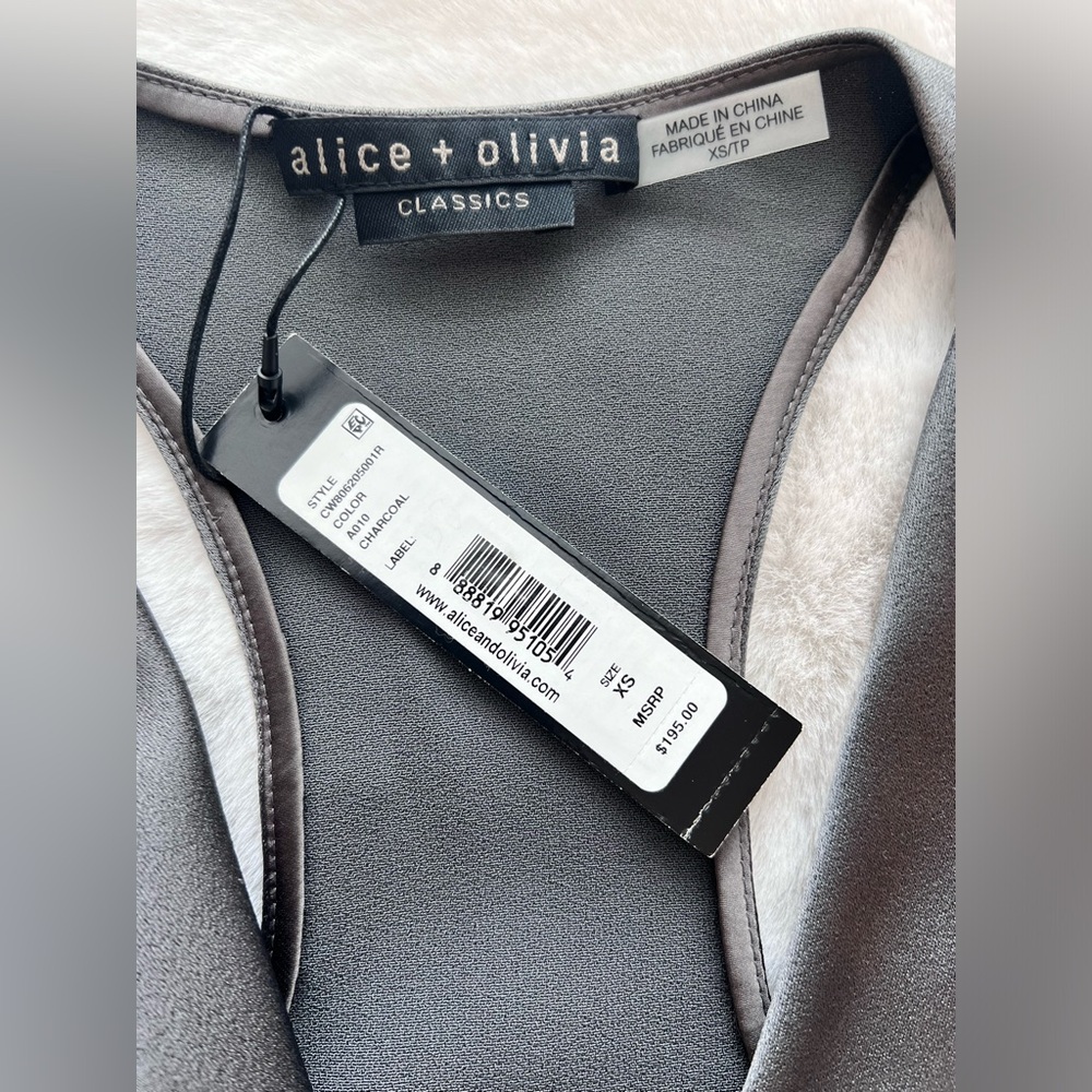 Alice + Olivia Gray Satin Cowl Neck Top - Picture 7 of 12